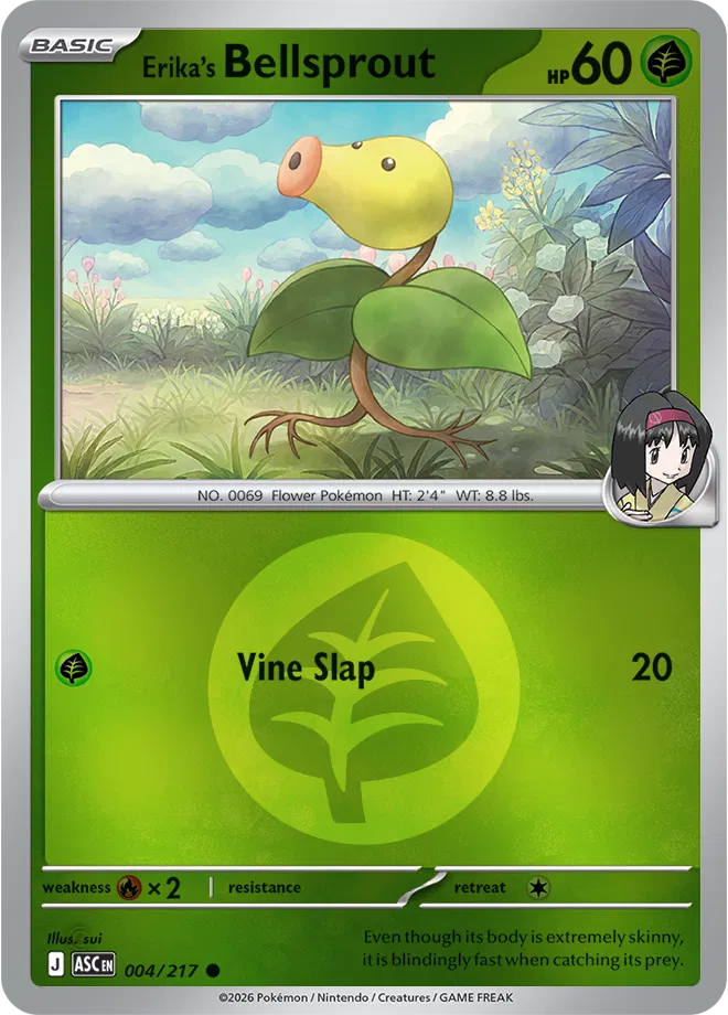 004/217 Erika's Bellsprout - Energy Symbol Reverse Holo | Pokemon Ascended Heroes