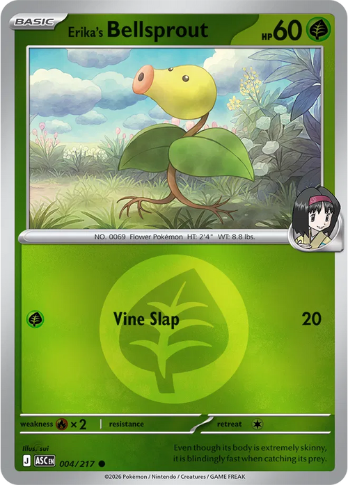 004/217 Erika's Bellsprout - Energy Symbol Reverse Holo | Pokemon Ascended Heroes