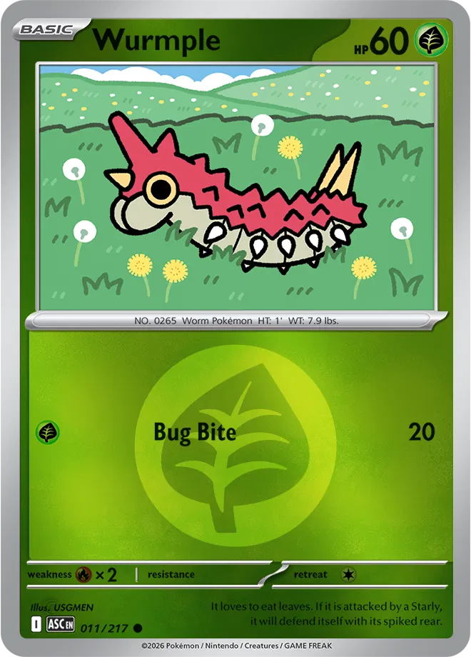 011/217 Wurmple - Energy Symbol Reverse Holo | Pokemon Ascended Heroes