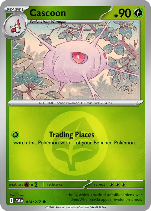 014/217 Cascoon - Energy Symbol Reverse Holo | Pokemon Ascended Heroes