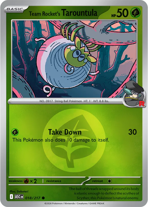 018/217 Team Rocket's Tarountula - Energy Symbol Reverse Holo | Pokemon Ascended Heroes