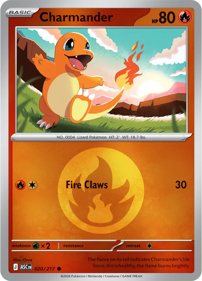 020/217 Charmander - Energy Symbol Reverse Holo | Pokemon Ascended Heroes