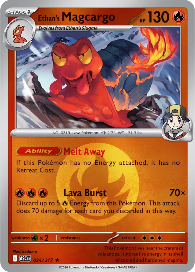024/217 Ethan's Magcargo - Energy Symbol Reverse Holo | Pokemon Ascended Heroes