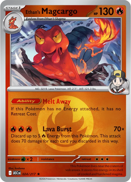 024/217 Ethan's Magcargo - Energy Symbol Reverse Holo | Pokemon Ascended Heroes