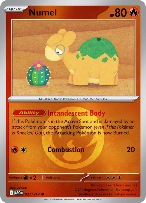 027/217 Numel - Energy Symbol Reverse Holo | Pokemon Ascended Heroes
