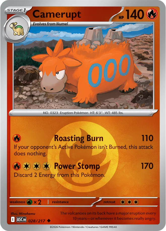 028/217 Camerupt - Energy Symbol Reverse Holo | Pokemon Ascended Heroes