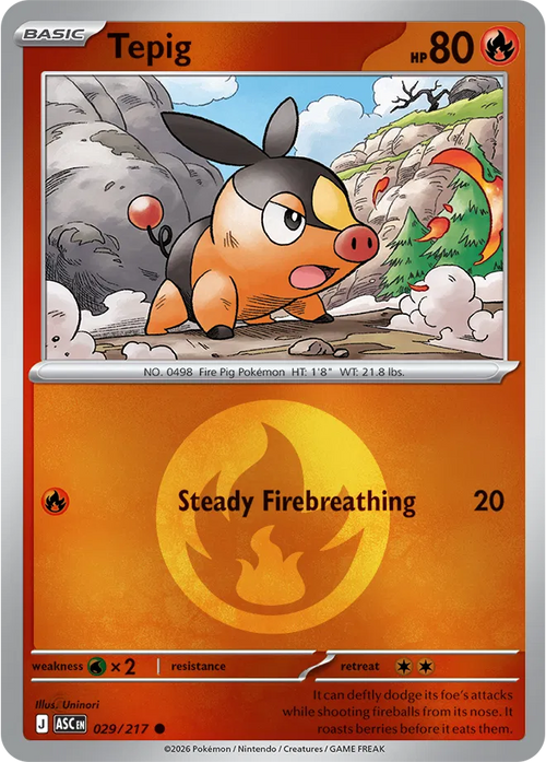 029/217 Tepig - Energy Symbol Reverse Holo | Pokemon Ascended Heroes