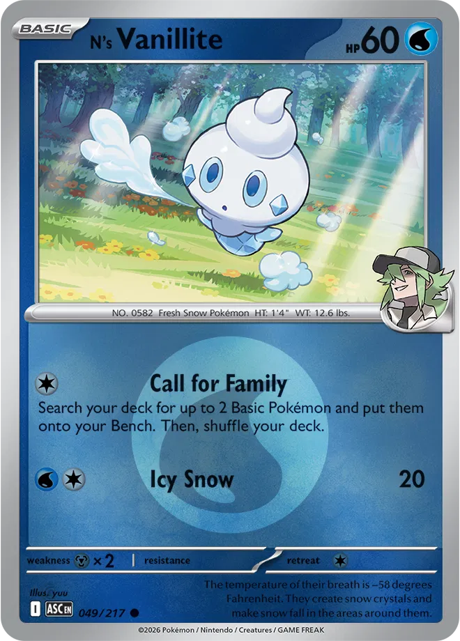 049/217 N's Vanillite - Energy Symbol Reverse Holo | Pokemon Ascended Heroes