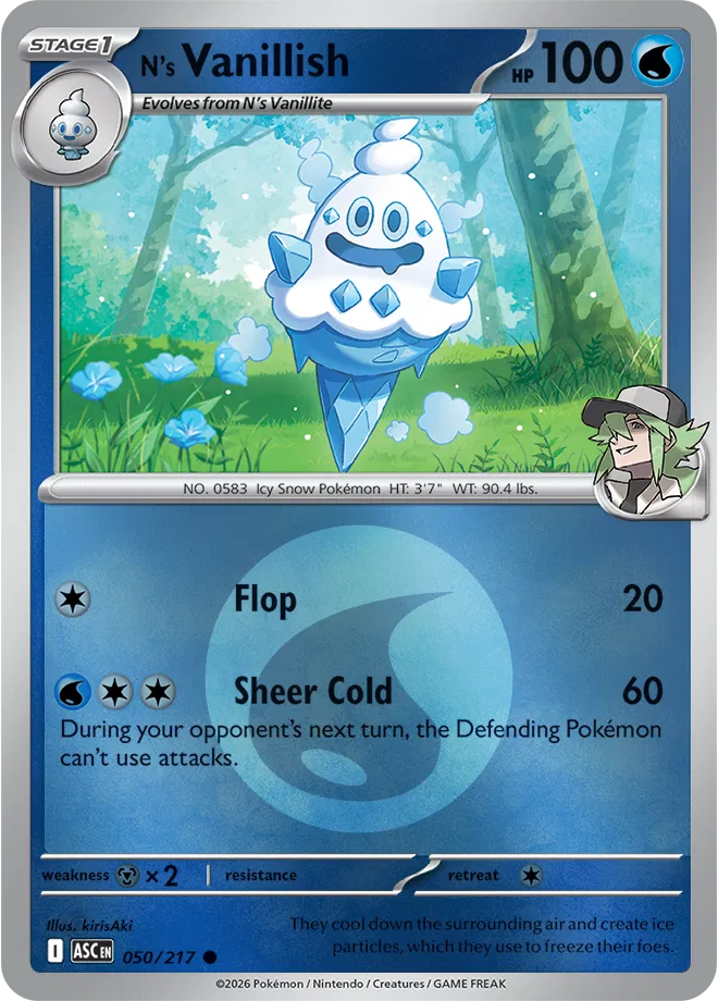 050/217 N's Vanillish - Energy Symbol Reverse Holo | Pokemon Ascended Heroes