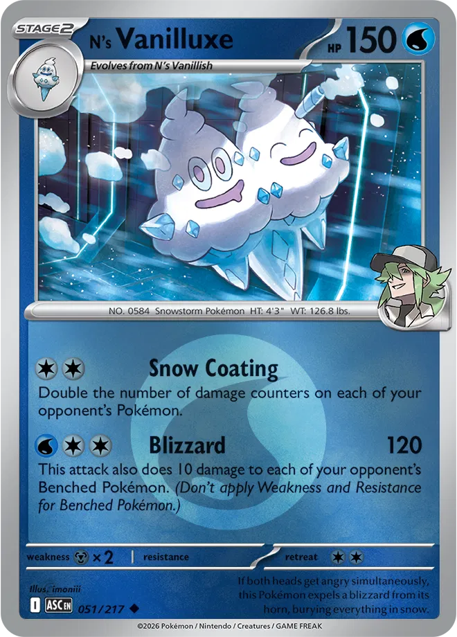 051/217 N's Vanilluxe - Energy Symbol Reverse Holo | Pokemon Ascended Heroes