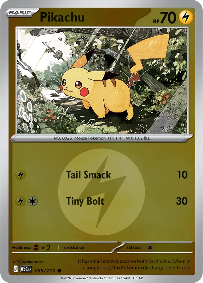 055/217 Pikachu - Energy Symbol Reverse Holo | Pokemon Ascended Heroes