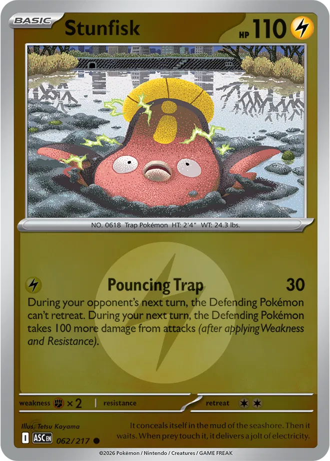 062/217 Stunfisk - Energy Symbol Reverse Holo | Pokemon Ascended Heroes