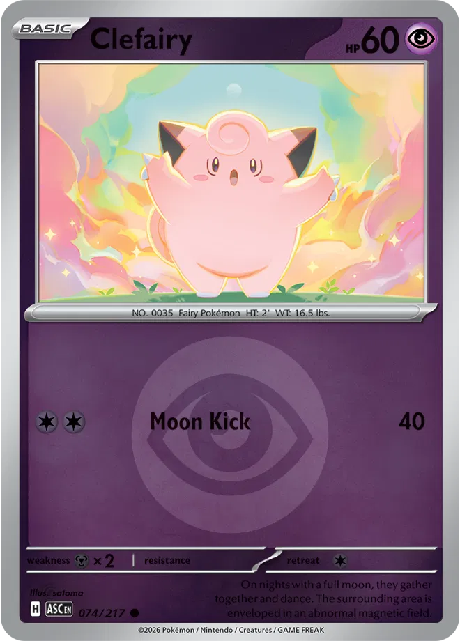 074/217 Clefairy - Energy Symbol Reverse Holo | Pokemon Ascended Heroes