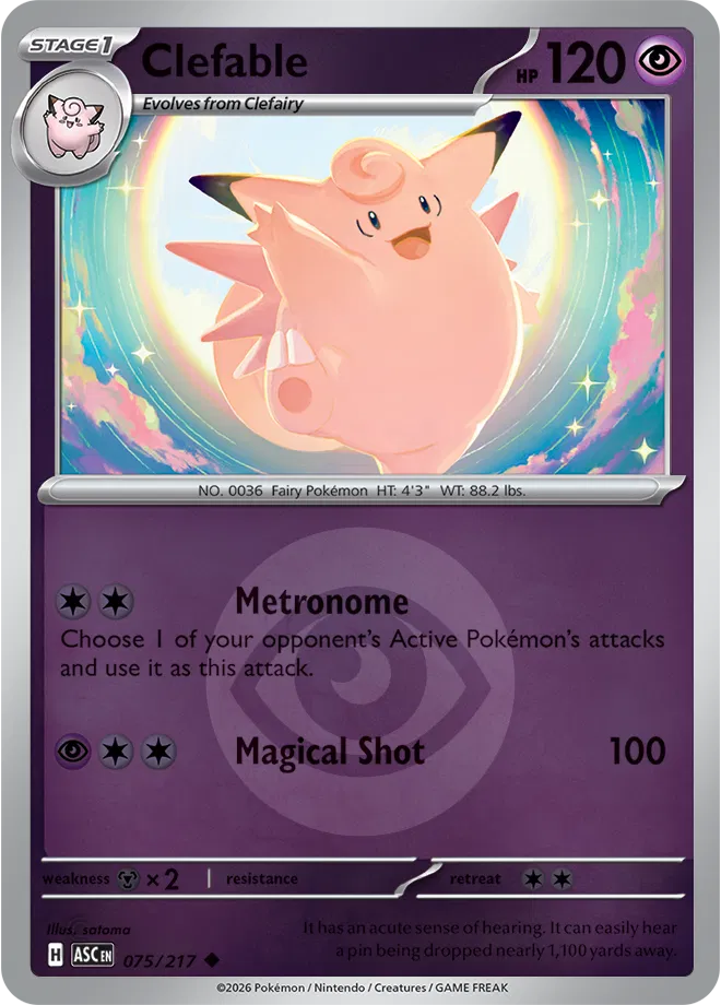 075/217 Clefable - Energy Symbol Reverse Holo | Pokemon Ascended Heroes