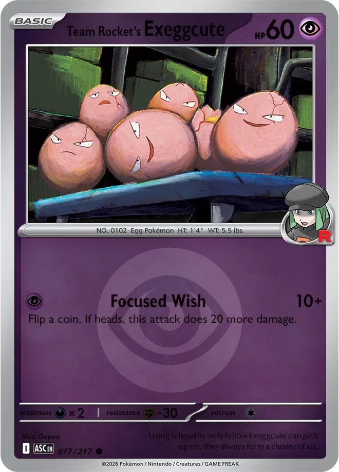 077/217 Team Rocket's Exeggcute - Energy Symbol Reverse Holo | Pokemon Ascended Heroes
