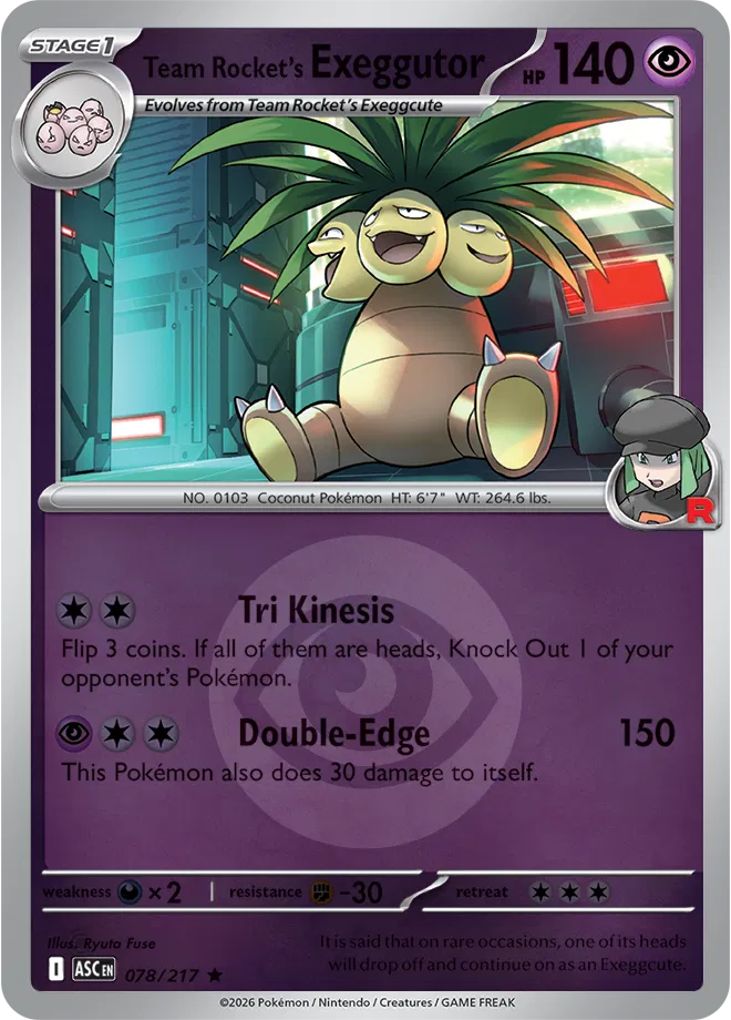 078/217 Team Rocket's Exeggutor - Energy Symbol Reverse Holo | Pokemon Ascended Heroes