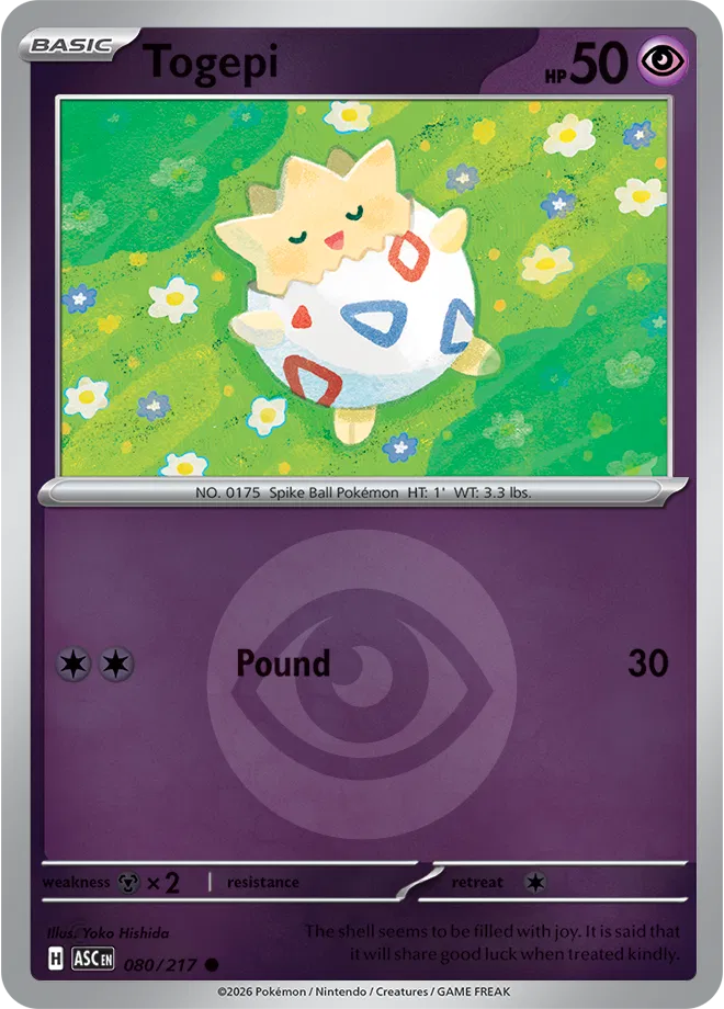 080/217 Togepi - Energy Symbol Reverse Holo | Pokemon Ascended Heroes