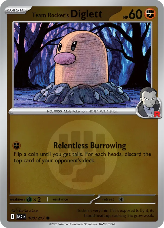 100/217 Team Rocket's Diglett - Energy Symbol Reverse Holo | Pokemon Ascended Heroes