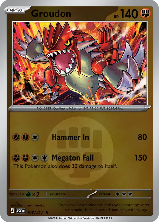 108/217 Groudon - Energy Symbol Reverse Holo | Pokemon Ascended Heroes
