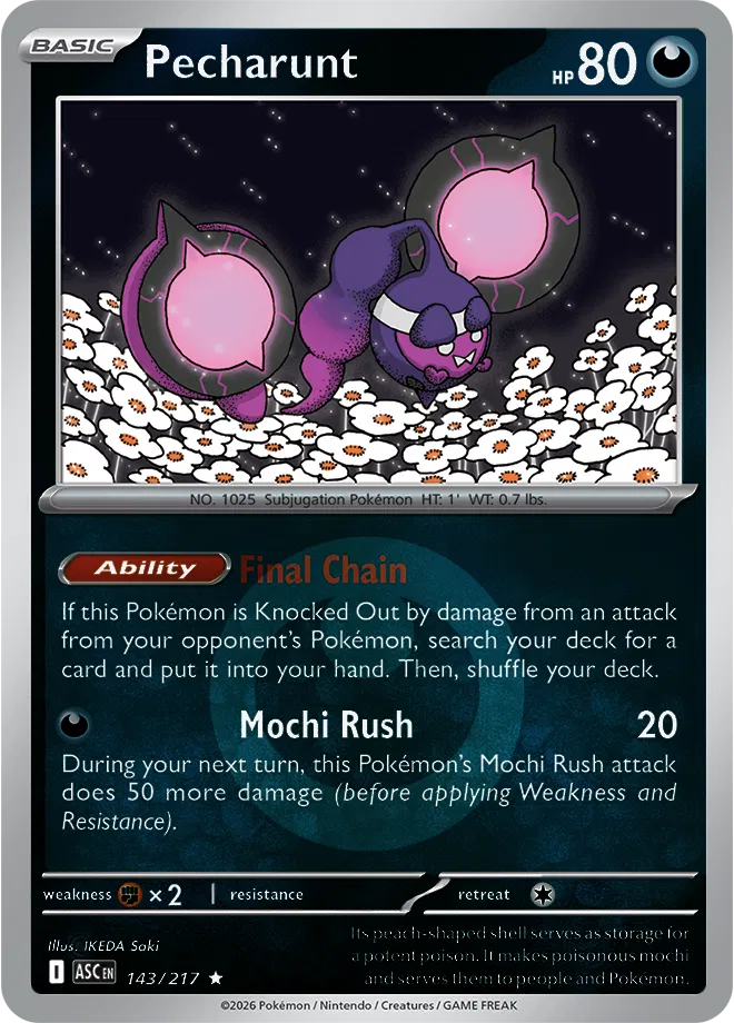 143/217 Pecharunt - Energy Symbol Reverse Holo | Pokemon Ascended Heroes