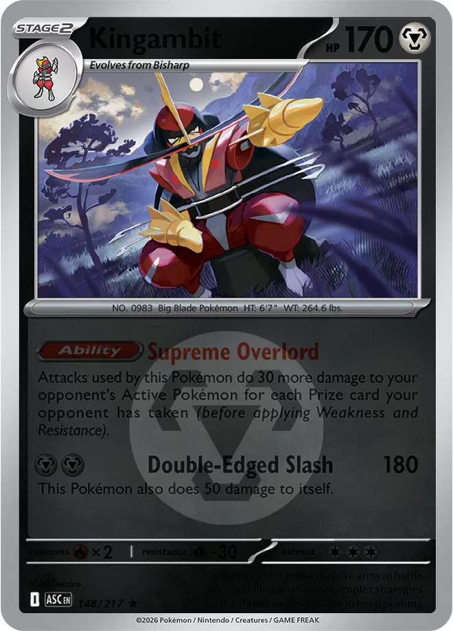 148/217 Kingambit - Energy Symbol Reverse Holo | Pokemon Ascended Heroes