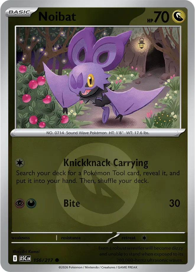 156/217 Noibat - Energy Symbol Reverse Holo | Pokemon Ascended Heroes