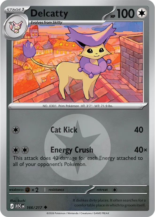 166/217 Delcatty - Energy Symbol Reverse Holo | Pokemon Ascended Heroes