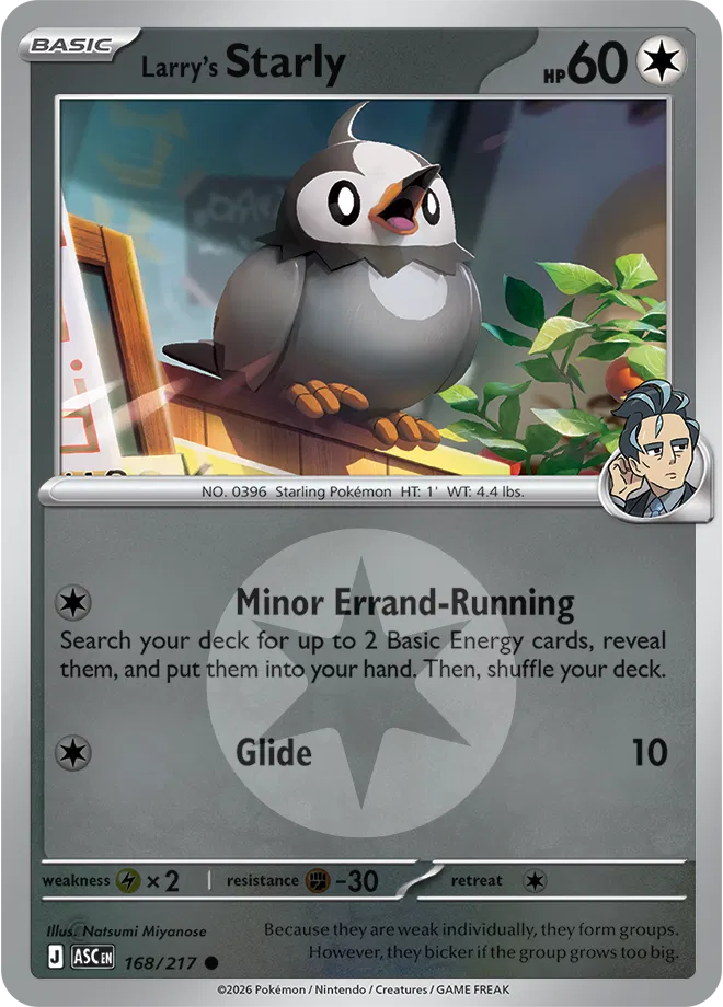 168/217 Larry's Starly - Energy Symbol Reverse Holo | Pokemon Ascended Heroes