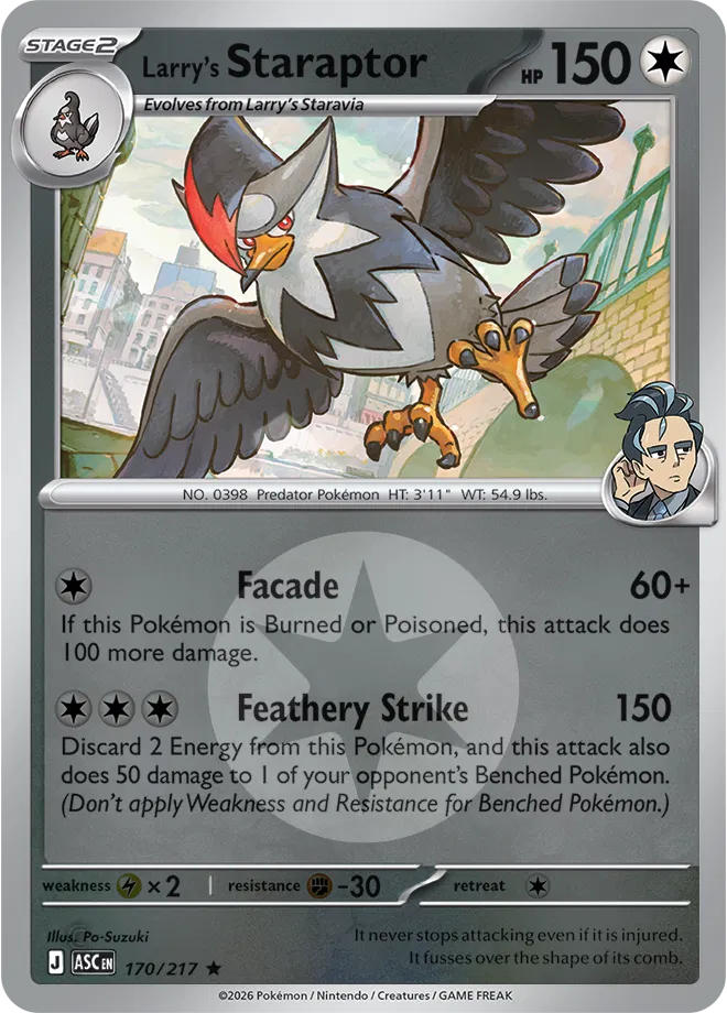 170/217 Larry's Staraptor - Energy Symbol Reverse Holo | Pokemon Ascended Heroes