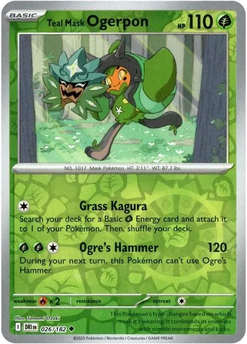 026/182 Teal Mask Ogerpon - Reverse Holo | Pokemon Scarlet & Violet—Destined Rivals