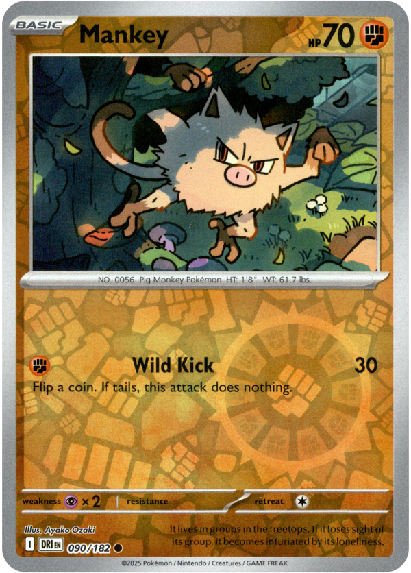 090/182 Mankey - Reverse Holo | Pokemon Scarlet & Violet—Destined Rivals