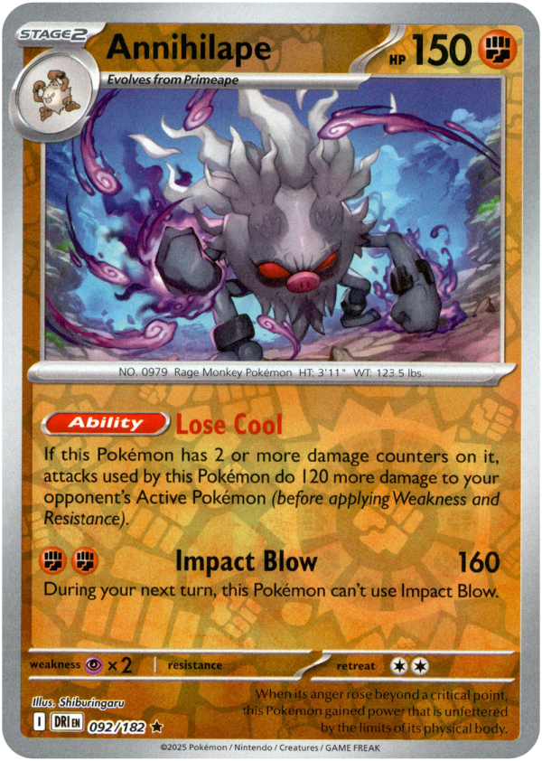 092/182 Annihilape - Reverse Holo | Pokemon Scarlet & Violet—Destined Rivals
