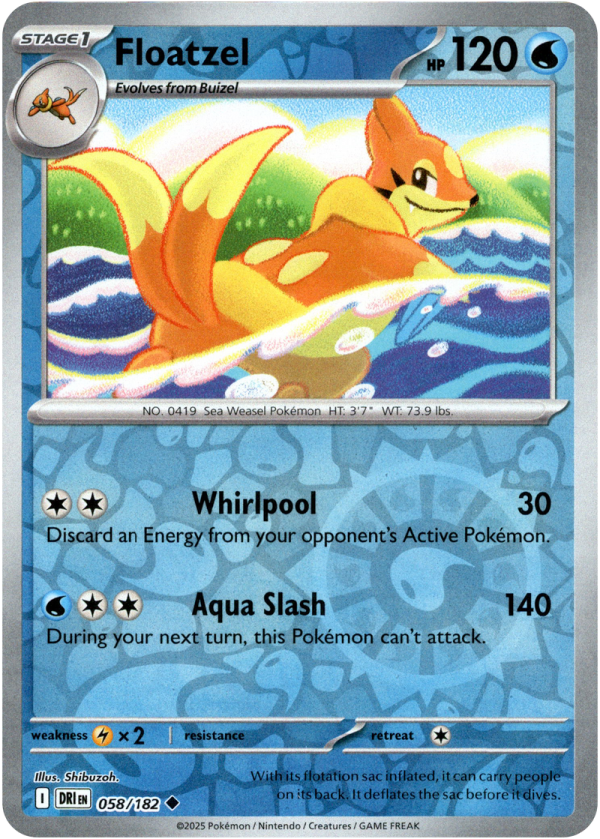 058/182 Floatzel - Reverse Holo | Pokemon Scarlet & Violet—Destined Rivals