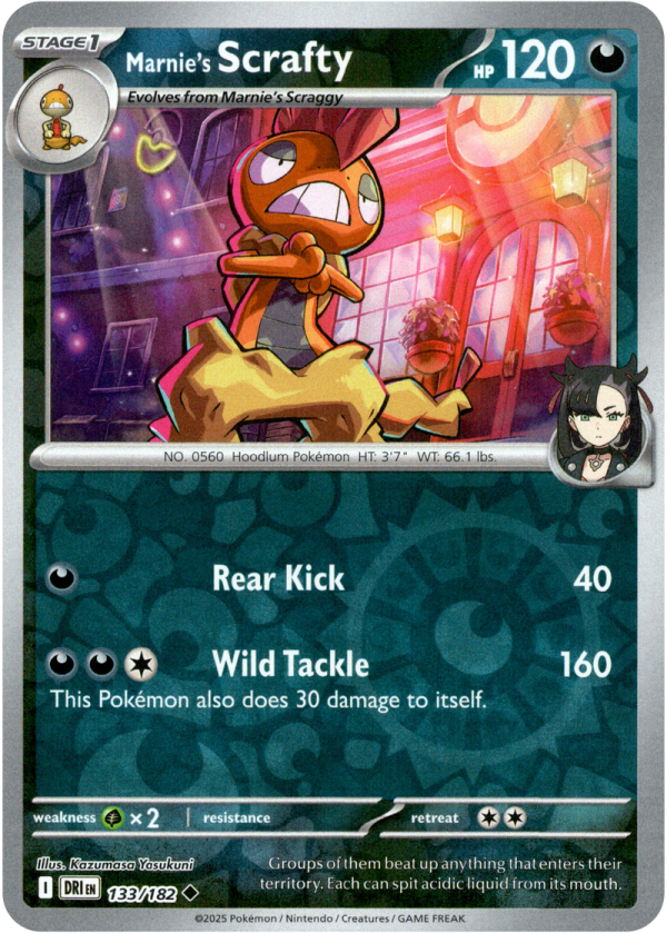 133/182 Marnie's Scrafty - Reverse Holo | Pokemon Scarlet & Violet—Destined Rivals