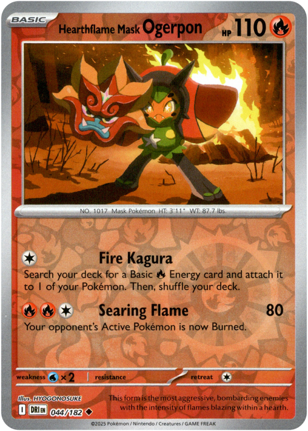 044/182 Hearthflame Mask Ogerpon - Reverse Holo | Pokemon Scarlet & Violet—Destined Rivals