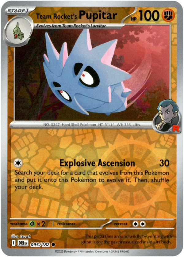 095/182 Team Rocket's Pupitar - Reverse Holo | Pokemon Scarlet & Violet—Destined Rivals