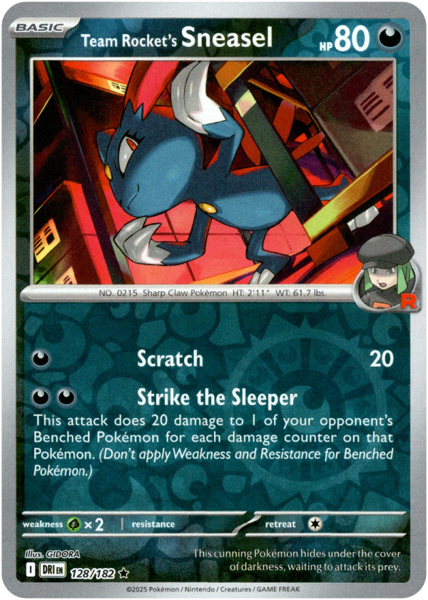 128/182 Team Rocket's Sneasel - Reverse Holo | Pokemon Scarlet & Violet—Destined Rivals