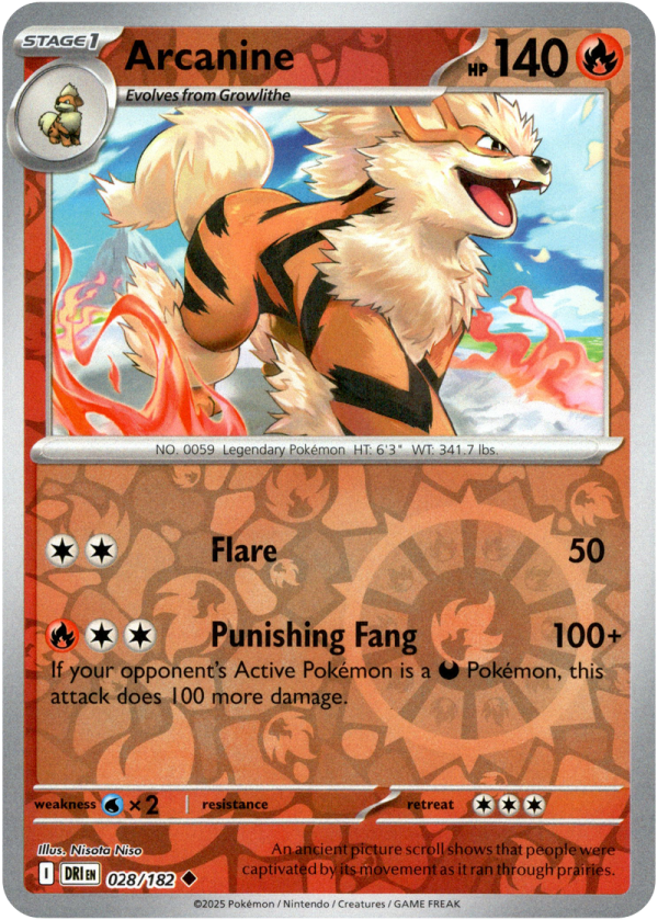 028/182 Arcanine - Reverse Holo | Pokemon Scarlet & Violet—Destined Rivals