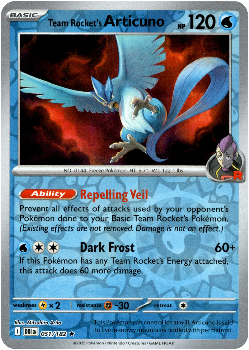 051/182 Team Rocket's Articuno - Reverse Holo | Pokemon Scarlet & Violet—Destined Rivals
