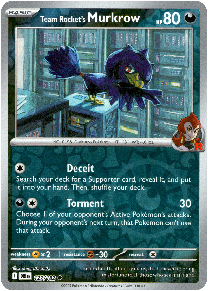 127/182 Team Rocket's Murkrow - Reverse Holo | Pokemon Scarlet & Violet—Destined Rivals