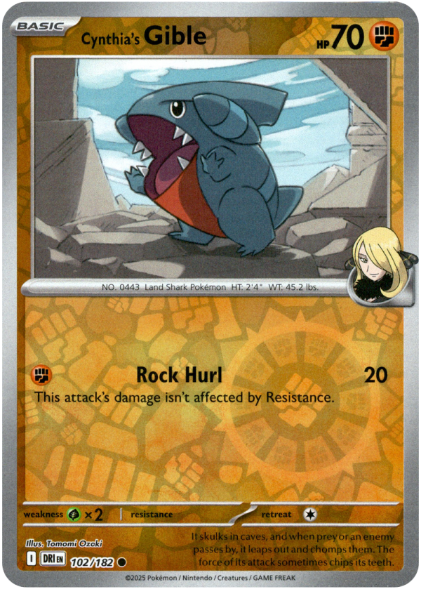 102/182 Cynthia's Gible - Reverse Holo | Pokemon Scarlet & Violet—Destined Rivals