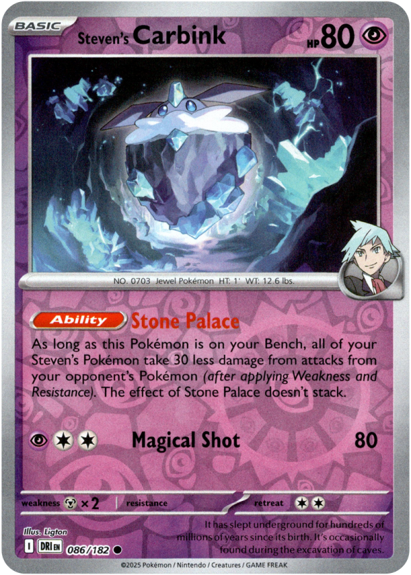 086/182 Steven's Carbink - Reverse Holo | Pokemon Scarlet & Violet—Destined Rivals