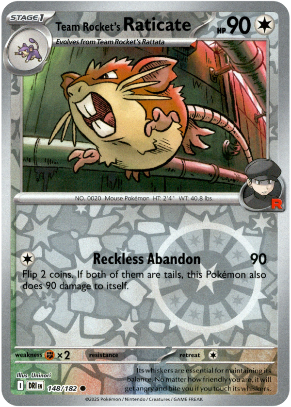 148/182 Team Rocket's Raticate - Reverse Holo | Pokemon Scarlet & Violet—Destined Rivals