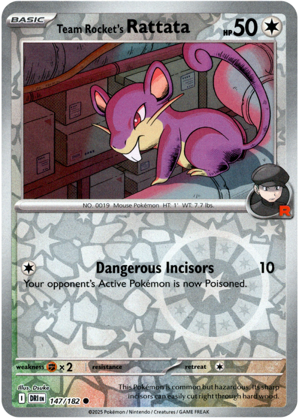 147/182 Team Rocket's Rattata - Reverse Holo | Pokemon Scarlet & Violet—Destined Rivals