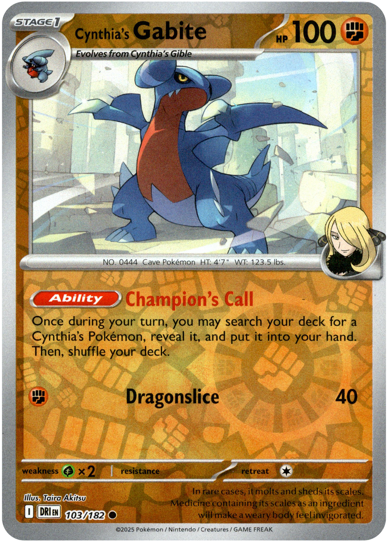 103/182 Cynthia's Gabite - Reverse Holo | Pokemon Scarlet & Violet—Destined Rivals