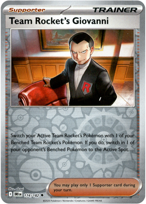 174/182 Team Rocket's Giovanni - Reverse Holo | Pokemon Scarlet & Violet—Destined Rivals