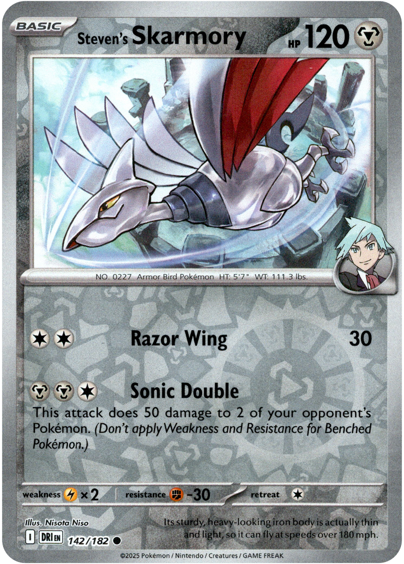 142/182 Steven's Skarmory - Reverse Holo | Pokemon Scarlet & Violet—Destined Rivals