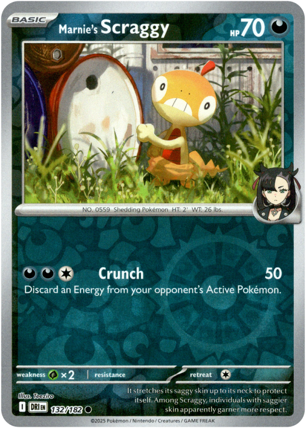 132/182 Marnie's Scraggy - Reverse Holo | Pokemon Scarlet & Violet—Destined Rivals