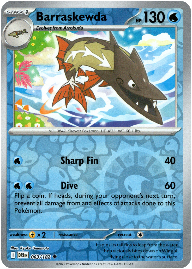 063/182 Barraskewda - Reverse Holo | Pokemon Scarlet & Violet—Destined Rivals