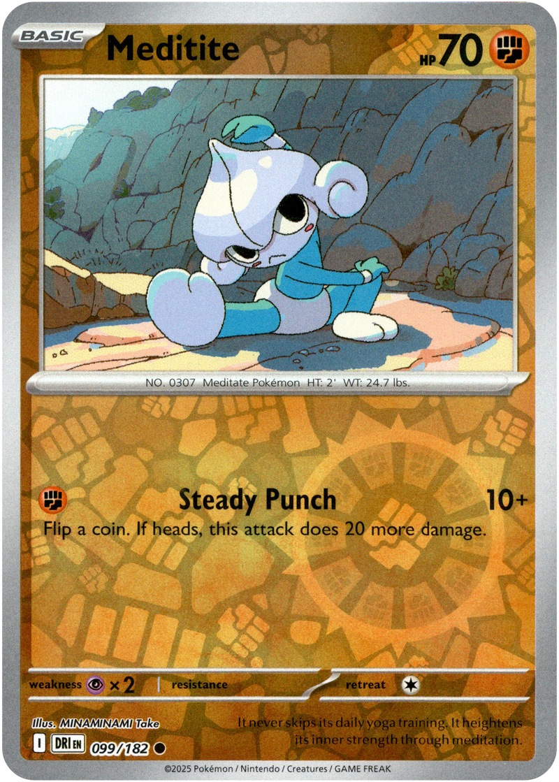 099/182 Meditite - Reverse Holo | Pokemon Scarlet & Violet—Destined Rivals